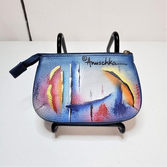 Anuschka Abstractions Hand Painted Leather Coin Pouch - Picture 1 of 7